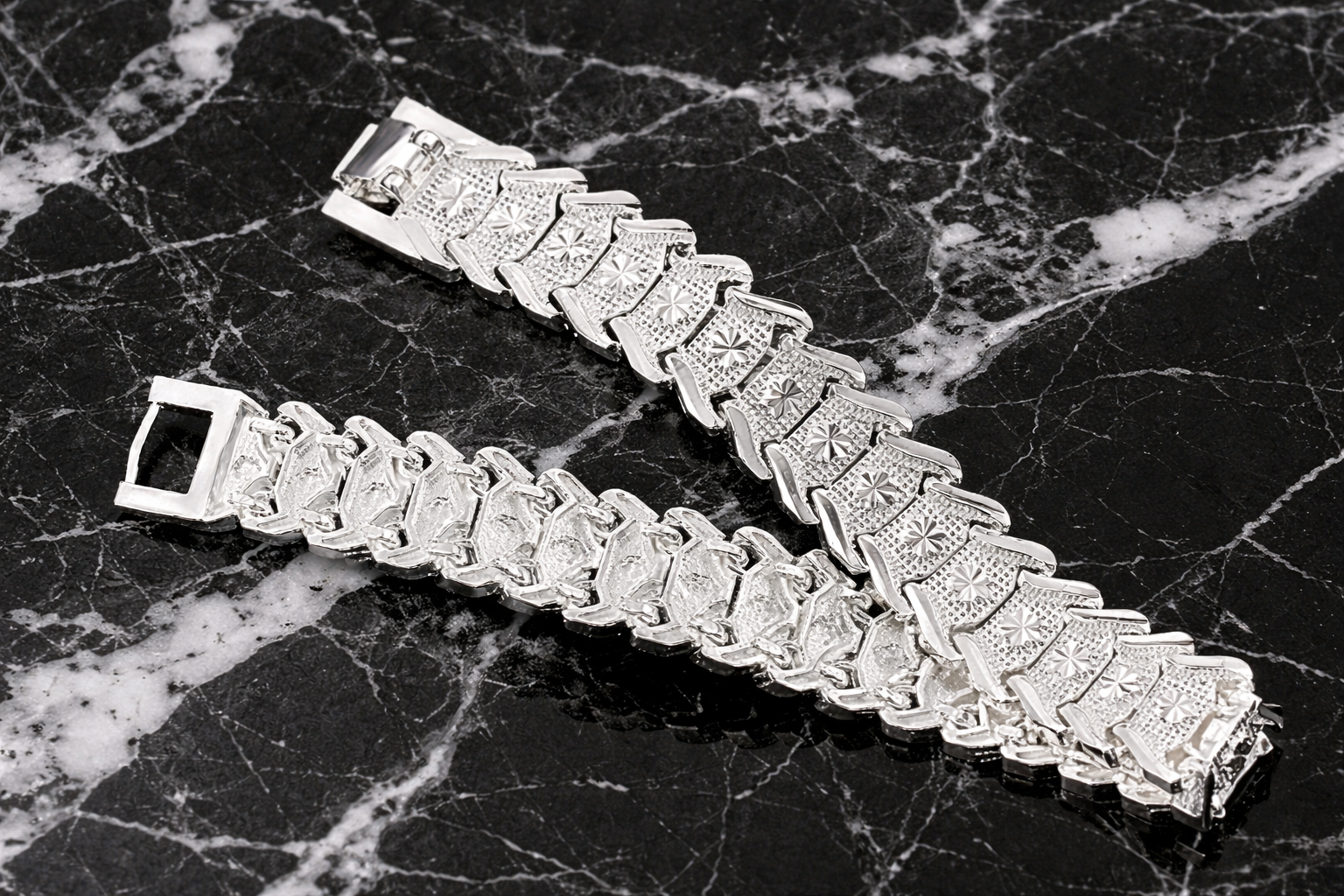 Silver wide cuff bracelet