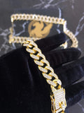 Gold Rhinestone Cuban Link Bracelet